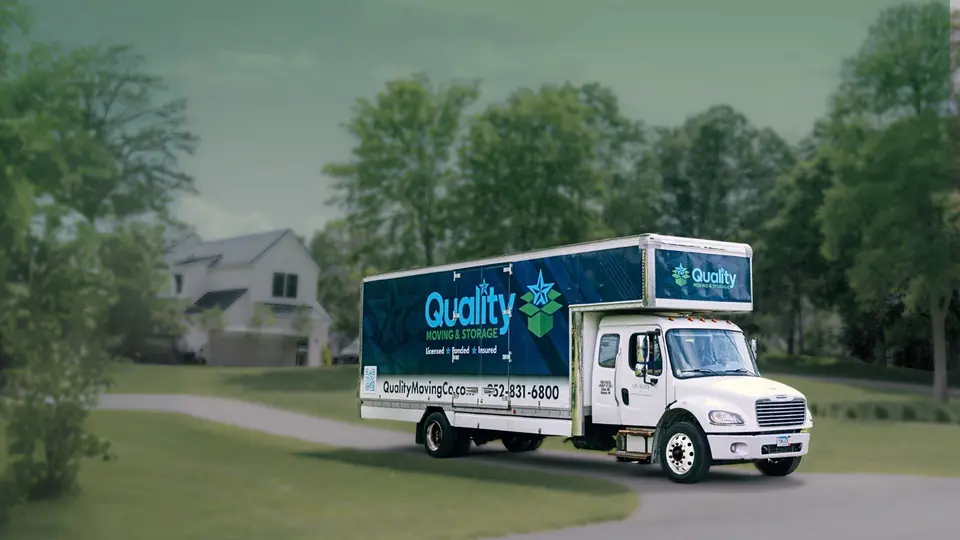 Moving truck arriving at a residential move